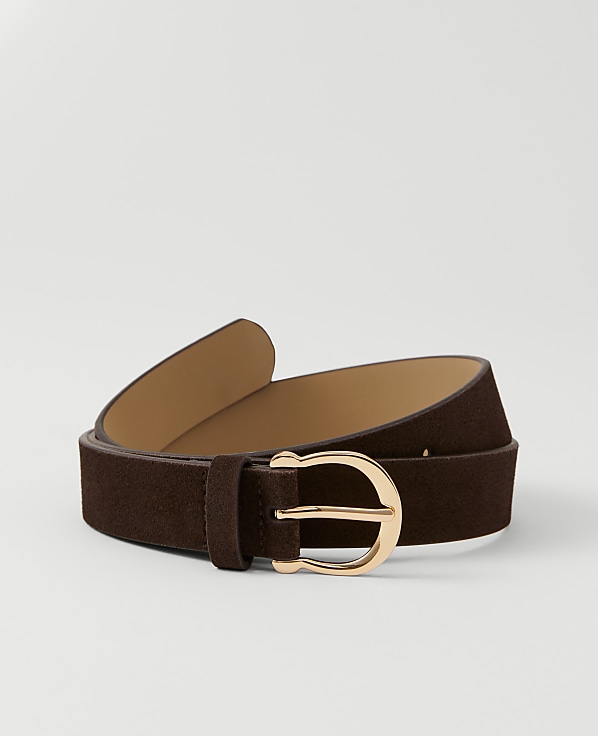 Round Buckle Suede Belt