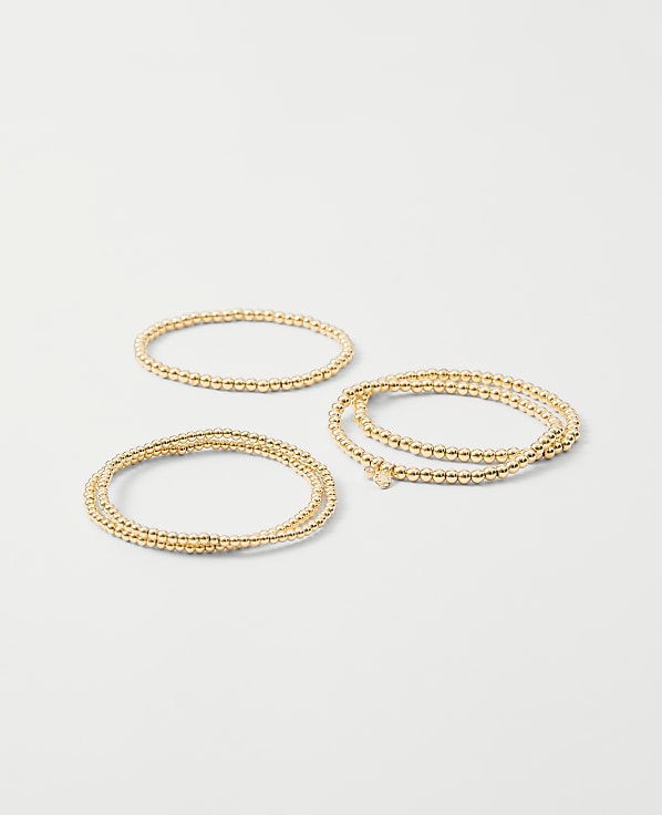 Metal Beaded Stretch Bracelet Set