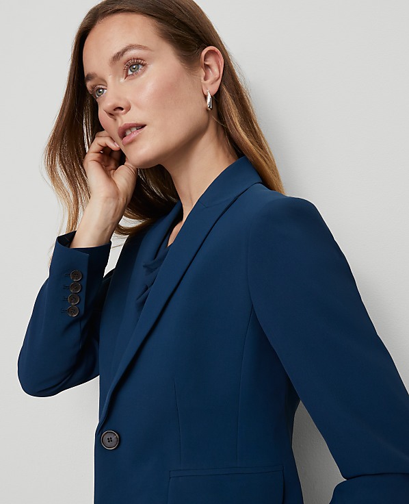 The Petite Shorter One Button Blazer in Fluid Crepe
