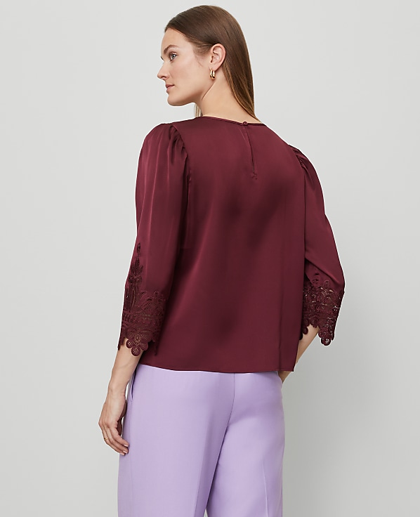 Satin Lace Trim Top