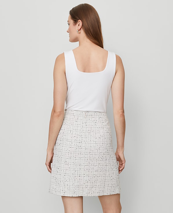Tweed Button Wrap Skirt