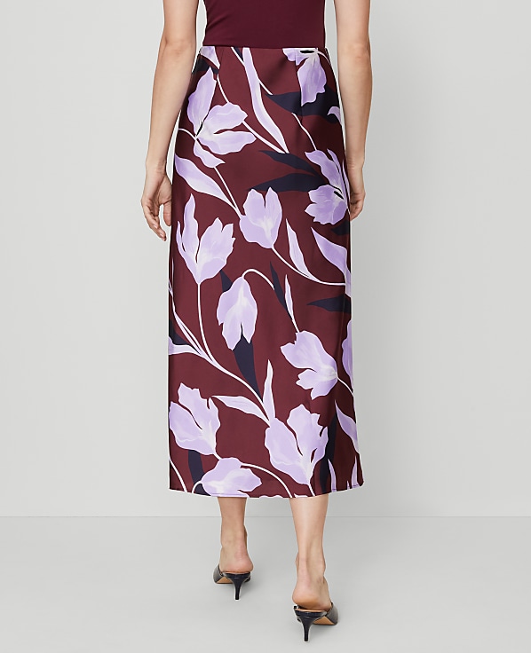 Floral Satin Bias Slip Skirt