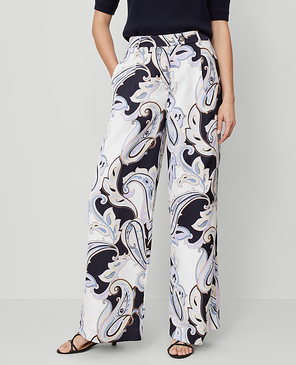 The Petite Modern Wide-Leg Trouser in Paisley Satin