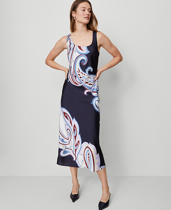 Paisley Satin Slip Dress