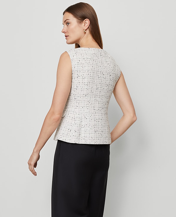 Petite Tweed Square Neck Vest