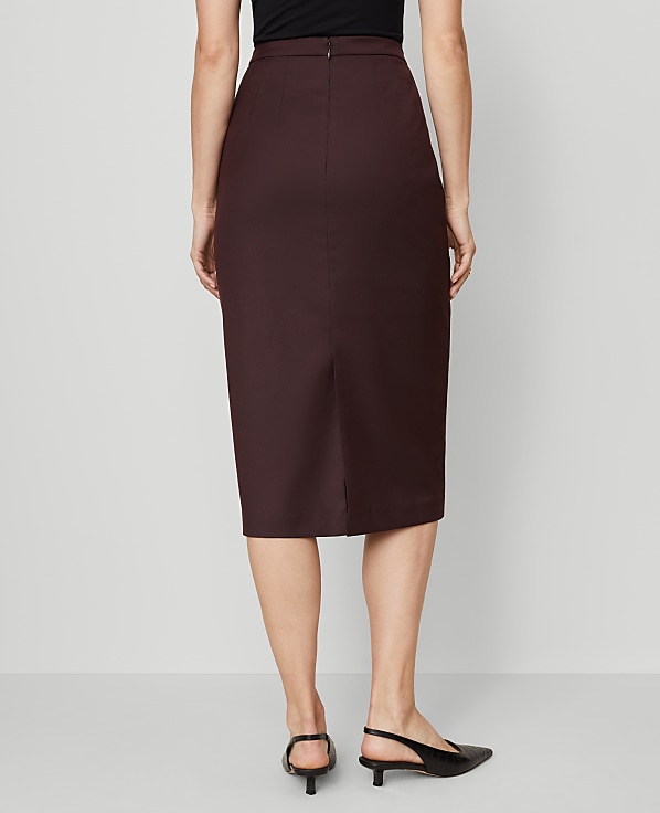 Petite Twill Column Midi Skirt