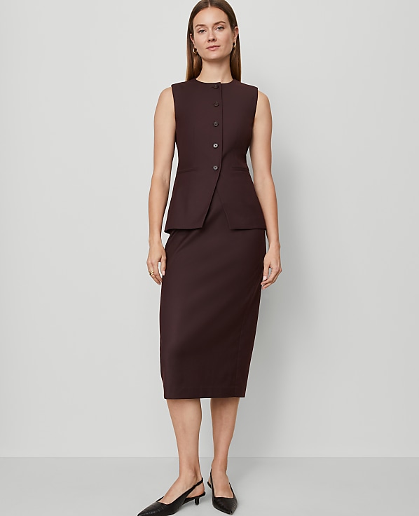 Twill Column Midi Skirt