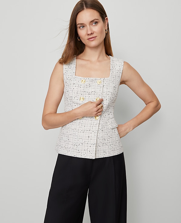 Tweed Square Neck Vest
