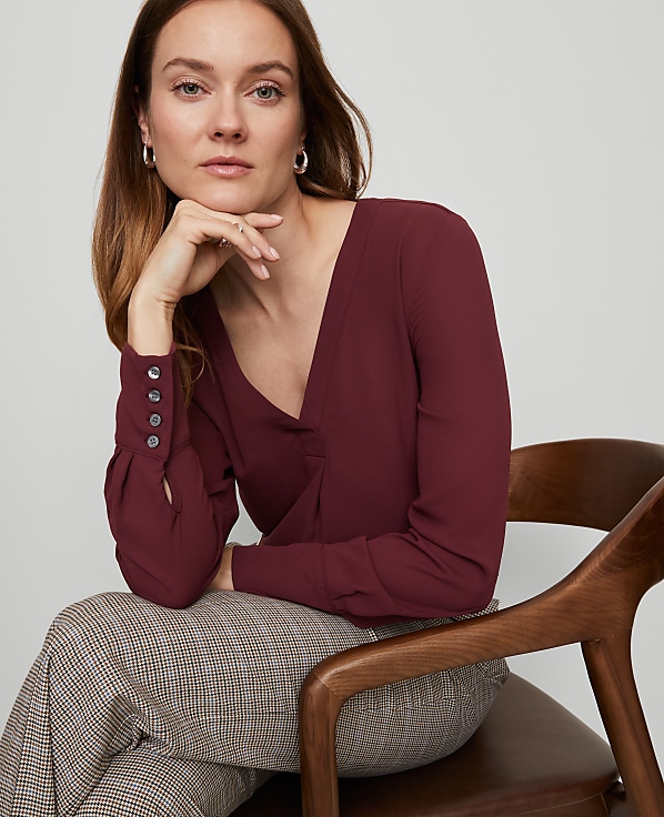 Mixed Media Pleat Front Top