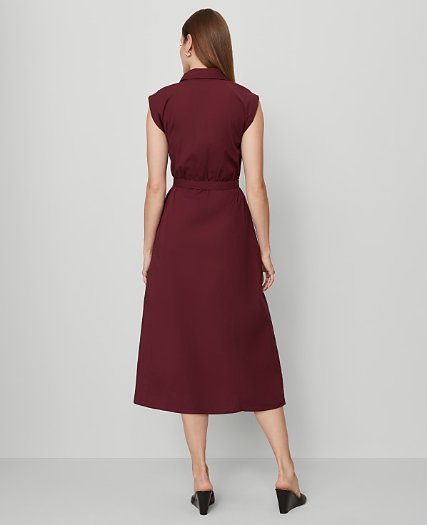 Petite Belted Flare Midi Shirtdress