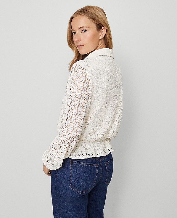 Weekend Collection Lace Tie Waist Popover