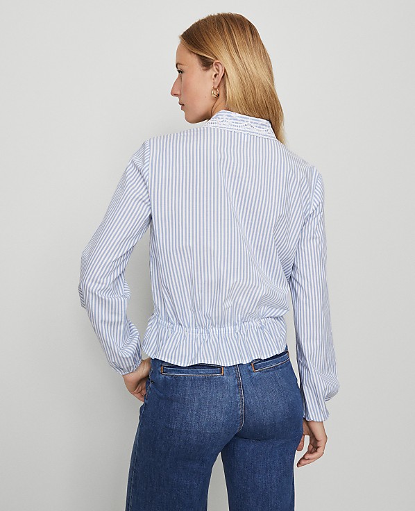 Weekend Collection Striped Tie Waist Popover