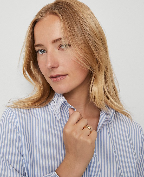 Weekend Collection Striped Tie Waist Popover