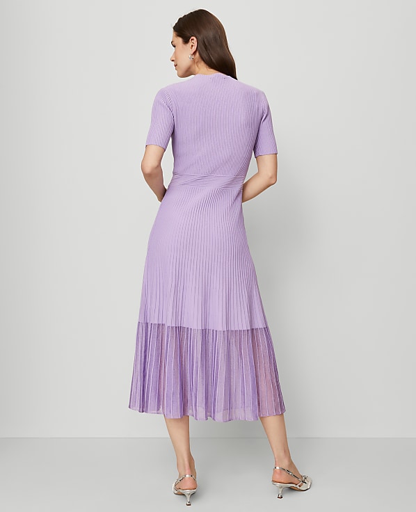 Mock Neck Mixed Media Sweater Dress