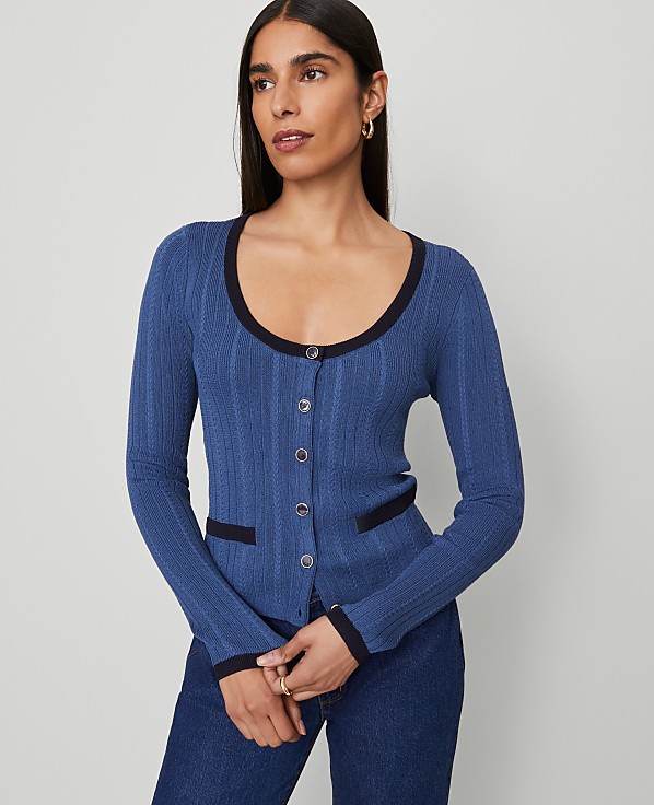 Contrast Trim Cardigan