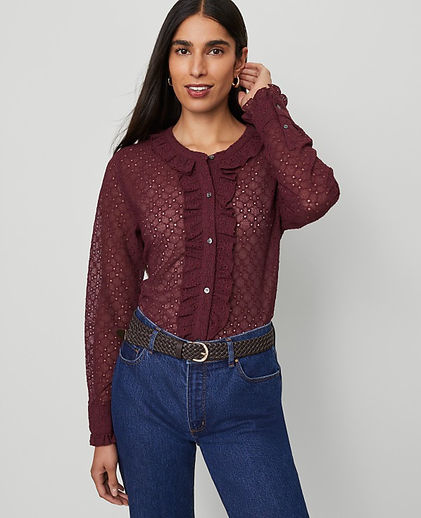 Lace Ruffle Trim Blouse