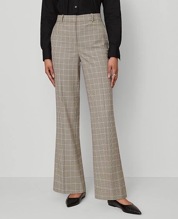 The Petite Flare Trouser in Plaid - Curvy Fit