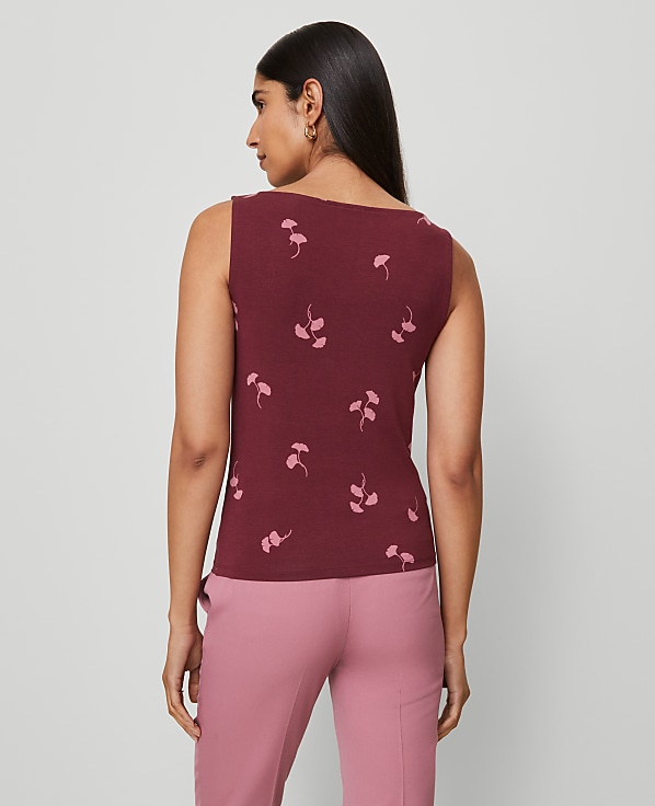 Petite Floral Draped Cowl Neck Top