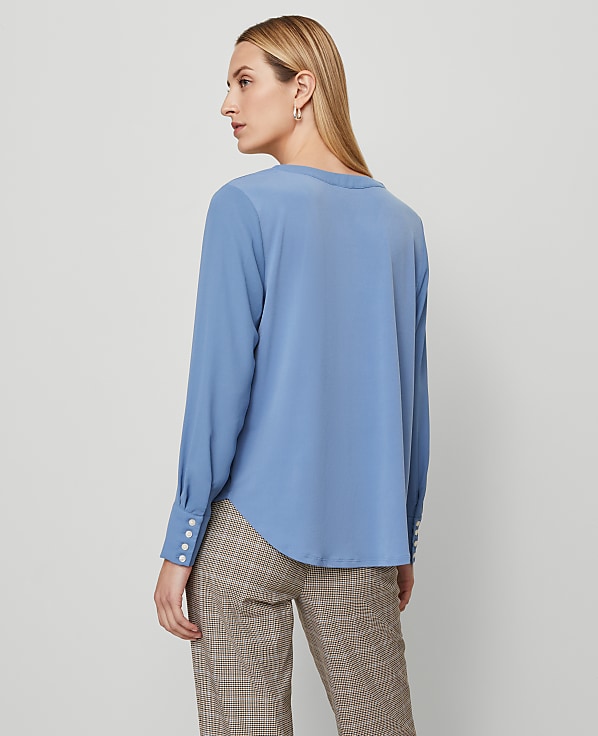 Mixed Media Pleat Front Top