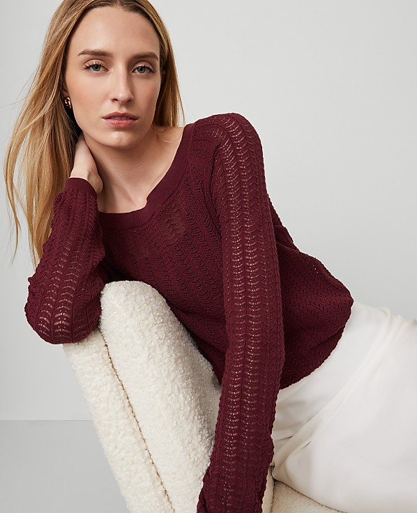 Pointelle Boatneck Sweater