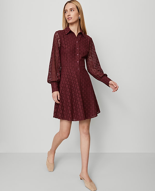 Lace Flare Shirtdress