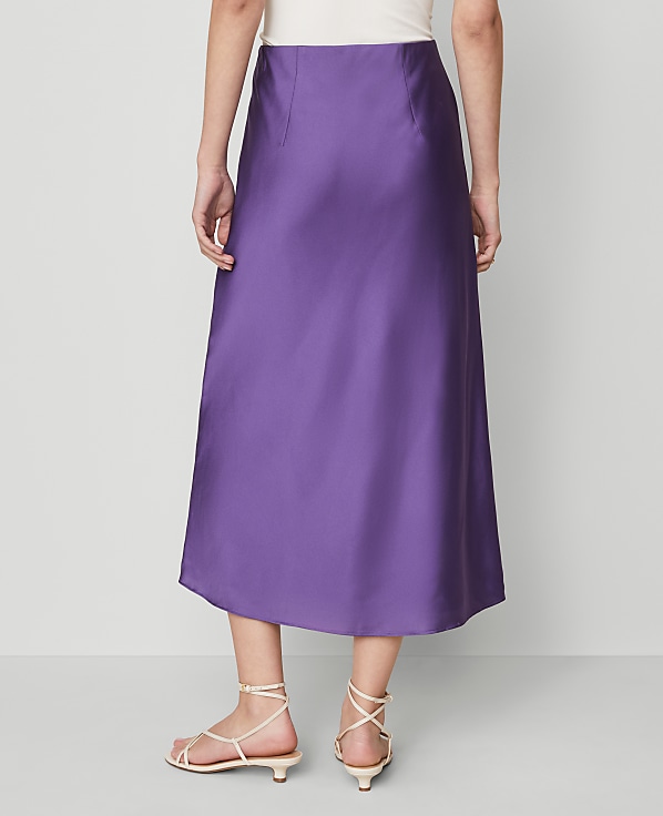Petite Satin Bias Midi Slip Skirt
