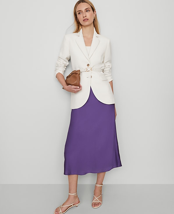 Satin Bias Midi Slip Skirt