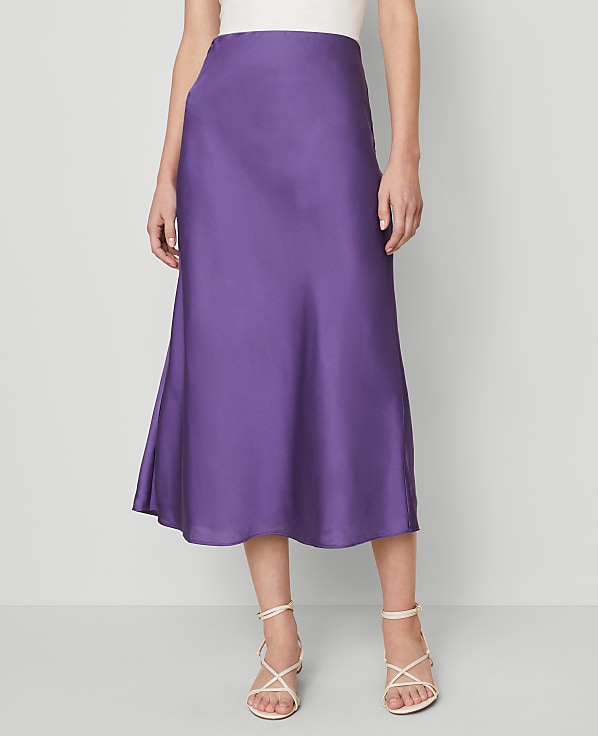 Satin Bias Midi Slip Skirt