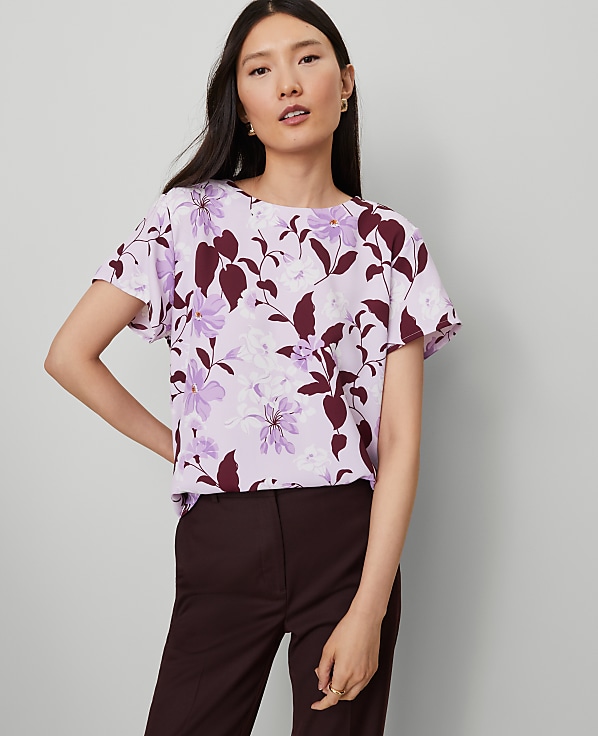 Floral Mixed Media Crew Neck Tee