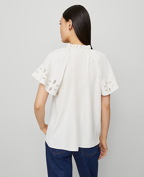Tie Neck Ruffle Popover
