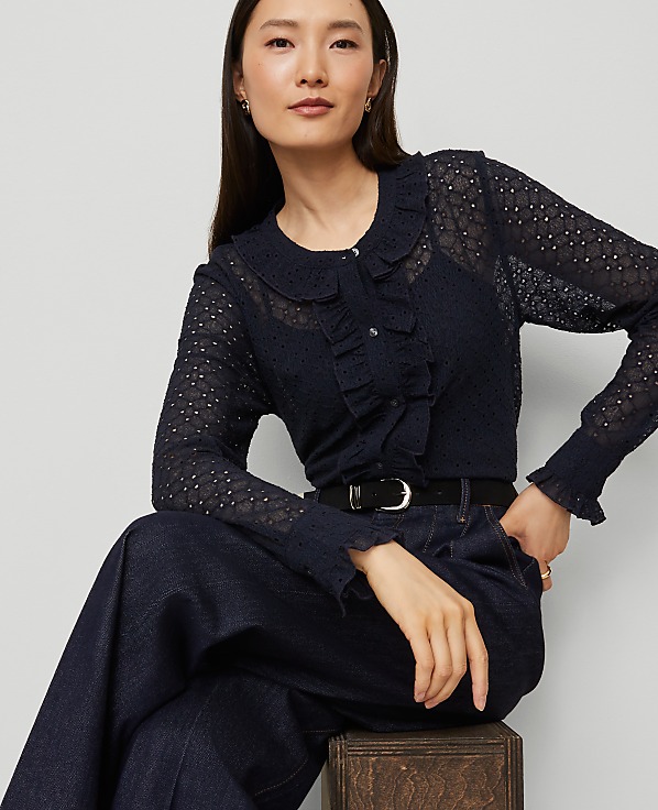 Lace Ruffle Trim Blouse