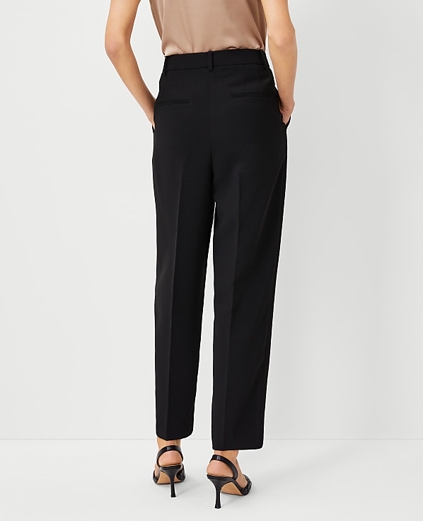 The Petite High Rise Pleated Taper Pant in Fluid Crepe