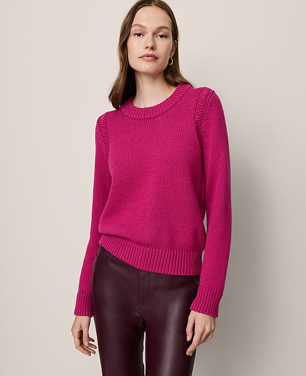 Petite Shoulder Detail Crew Neck Sweater