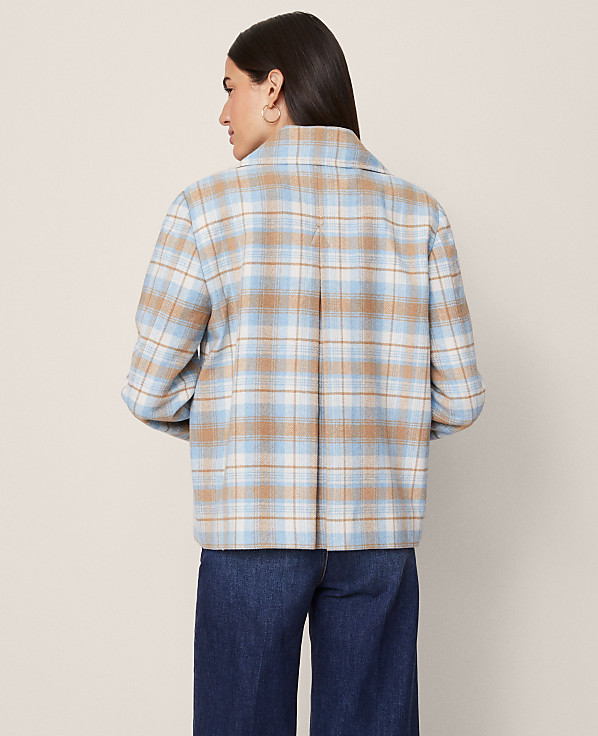 Weekend Plaid Short Trench Coat