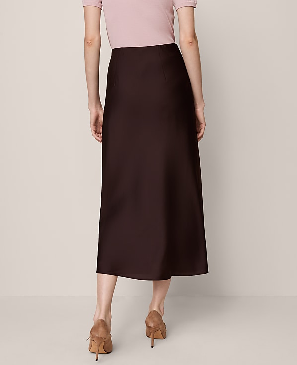 Satin Bias Midi Slip Skirt
