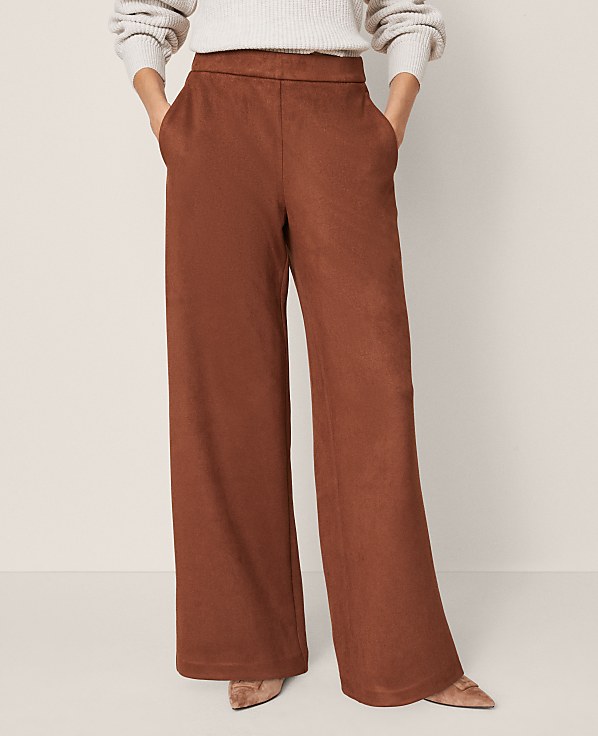 Petite Weekend Easy Wide-Leg Pant in Faux Suede