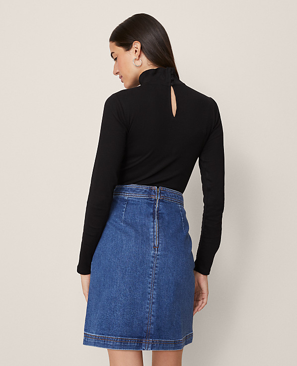 Weekend Button Waist Denim Skirt