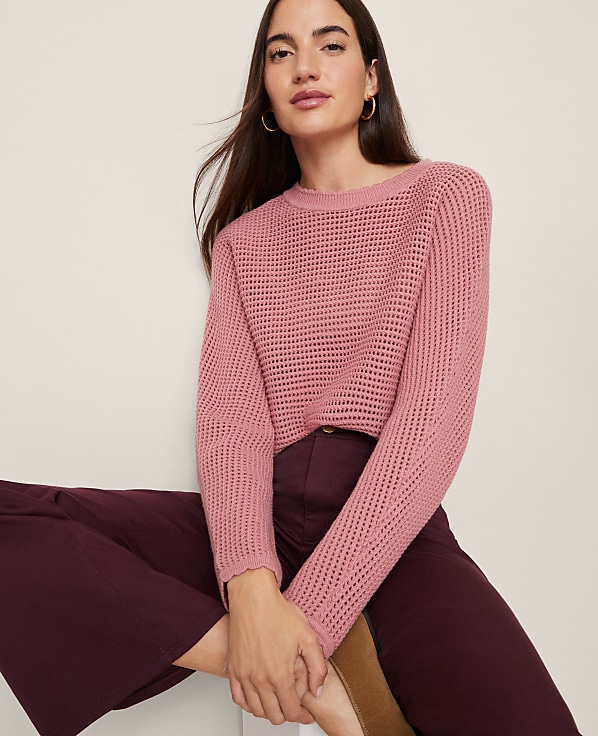 Weekend Open Stitch Scalloped Sweater