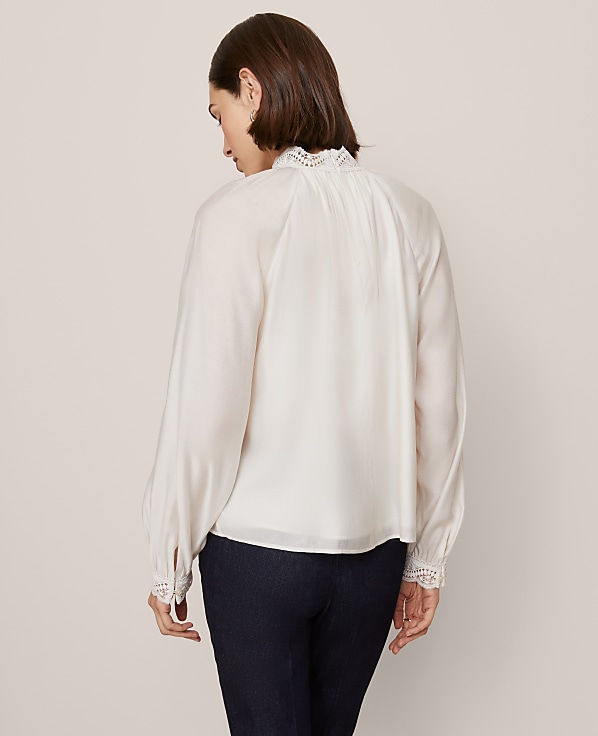 Petite Lace Trim Blouse