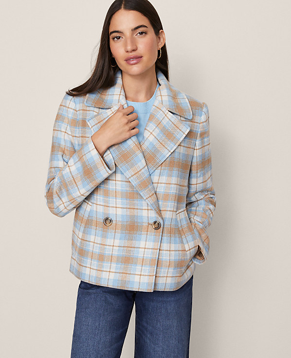 Weekend Plaid Short Trench Coat