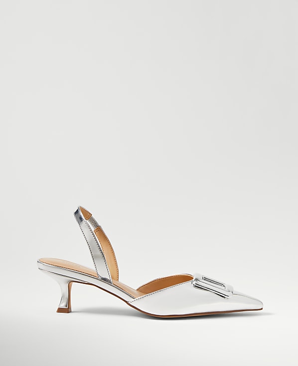 Metallic Pointy Toe Slingback Pump