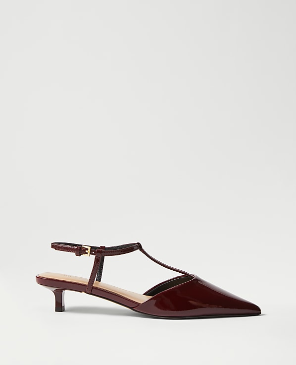 Patent T-Strap Kitten Heel Pump