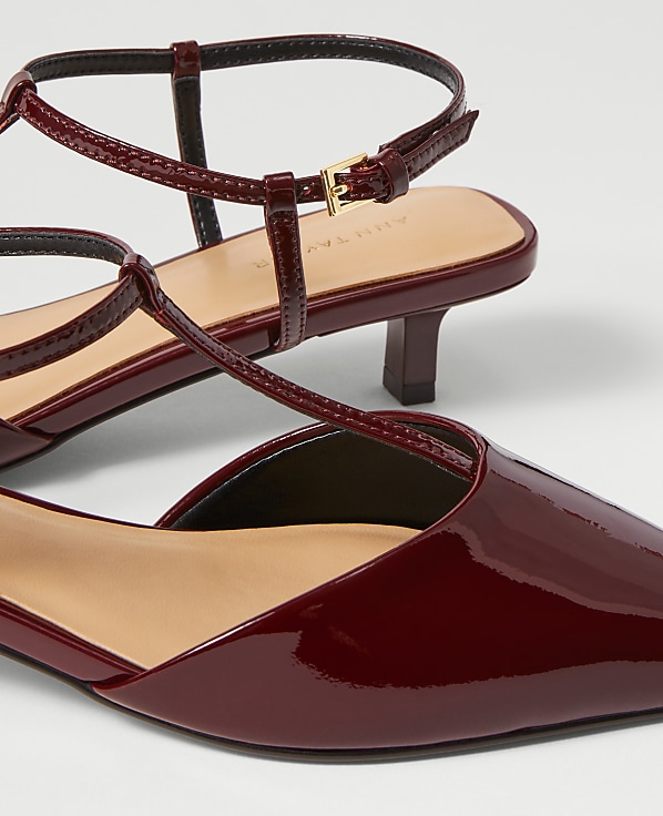 Patent T-Strap Kitten Heel Pump