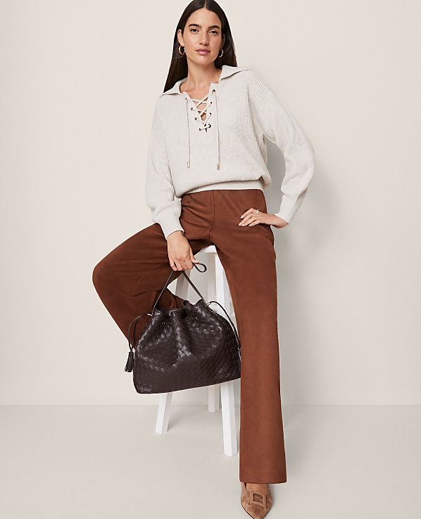 Petite Weekend Easy Wide-Leg Pant in Faux Suede