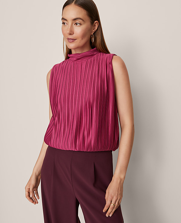 Petite Mock Neck Bubble Hem Top