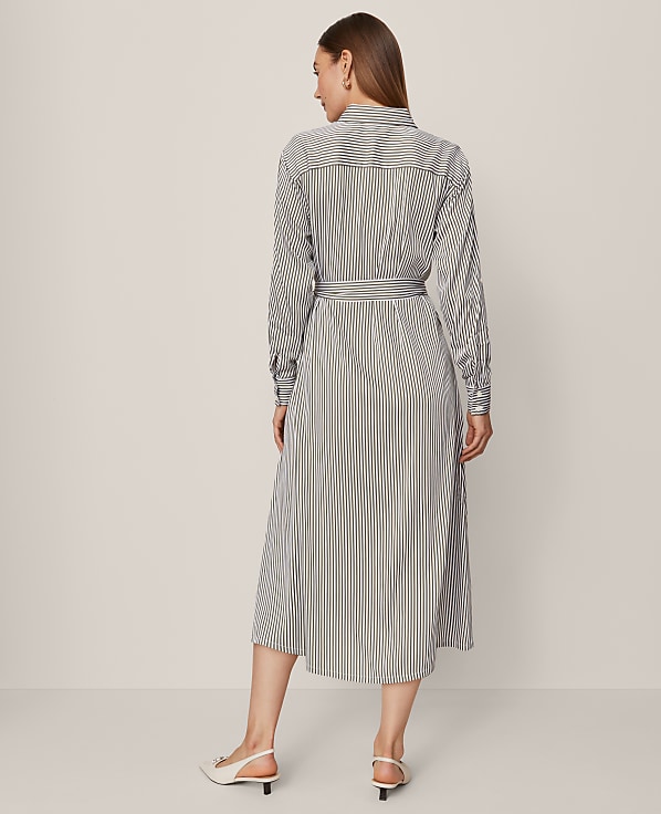 Striped Collared Midi Shirtdress