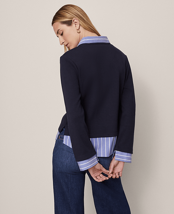 Petite Weekend Collection Layered Mix Media Top