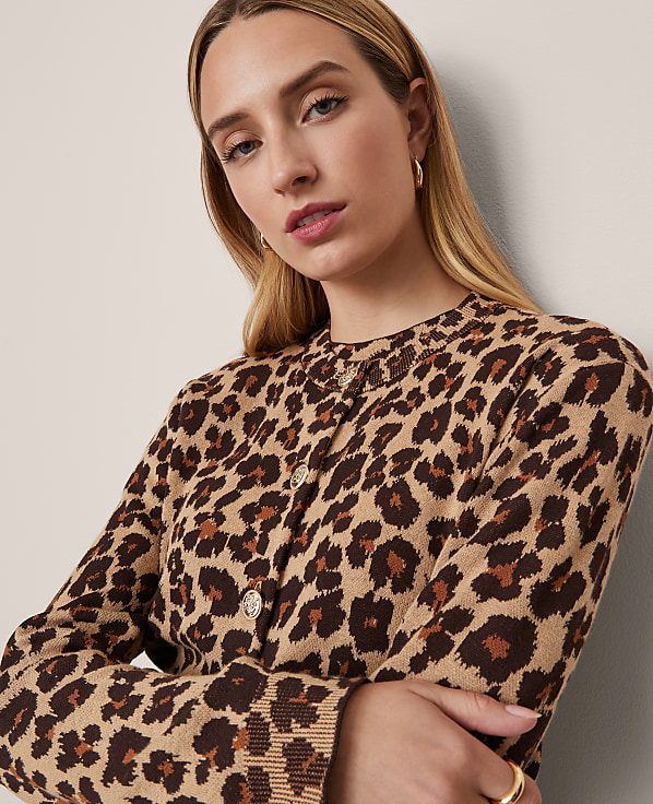 Petite Animal Print Jacquard Cardigan