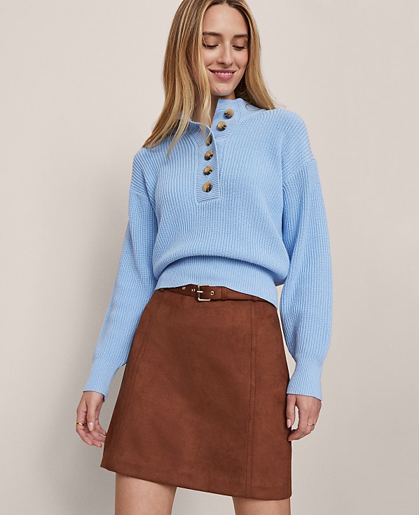 Weekend Ribbed Henley Sweater
