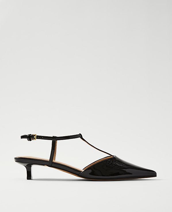 Patent T-Strap Kitten Heel Pump